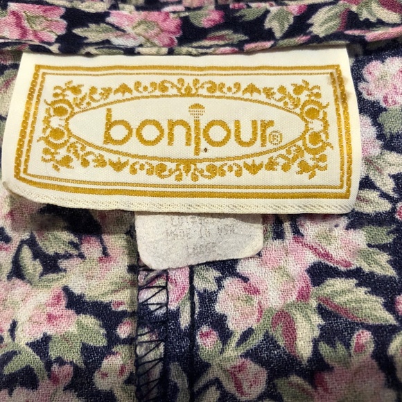 VTG 90s Calico Floral Gauchos Wide Leg Culottes Lace Collar Cottagecore Jumpsuit - Picture 7 of 8